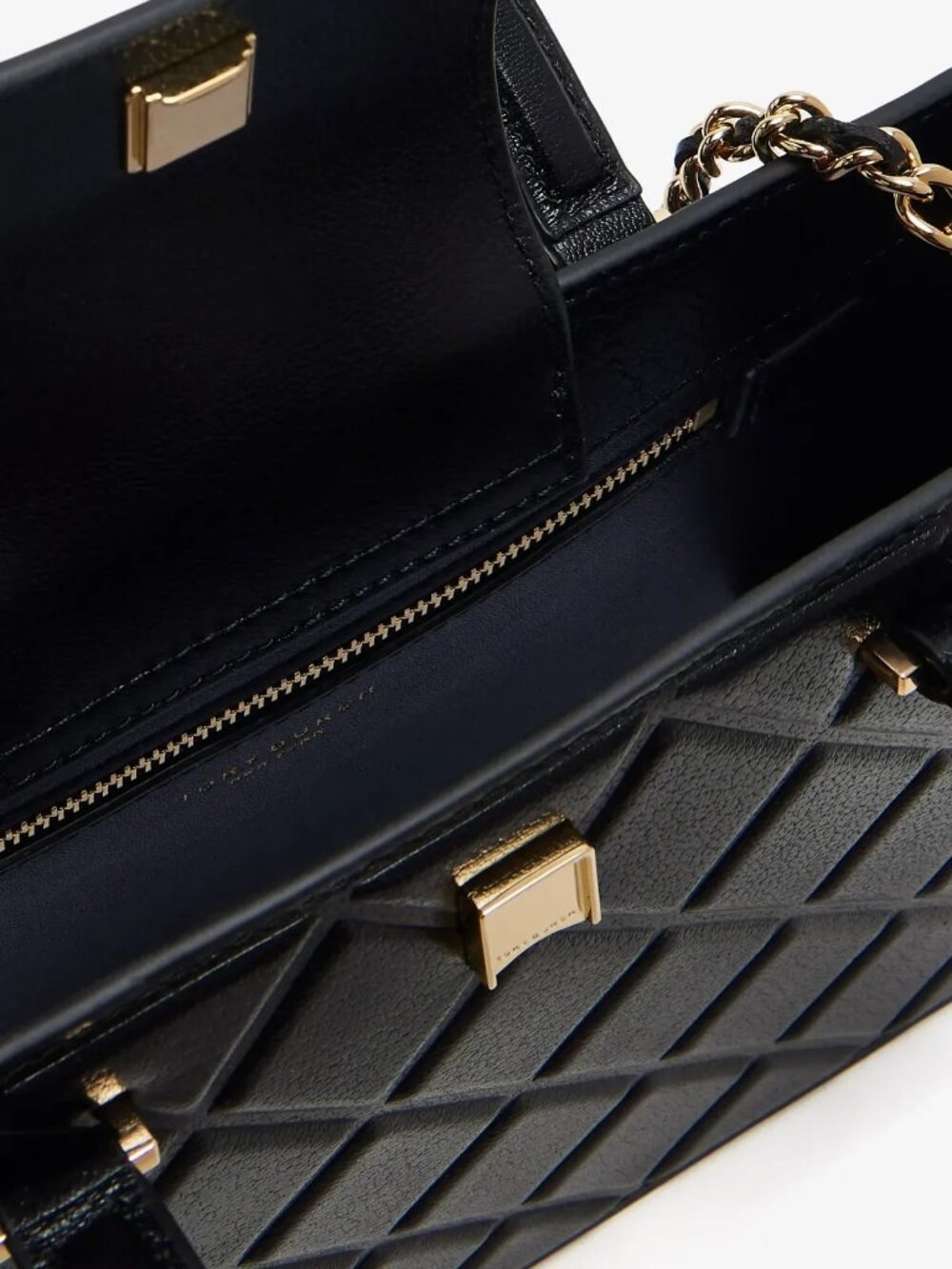 Tory Burch Fleming East West Leather Satchel Bag - Black - Picture 4 of 9